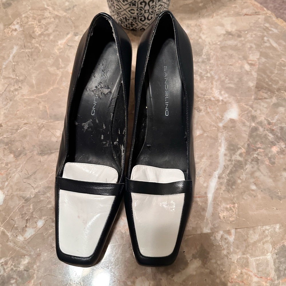 Dark Blue and white heels.